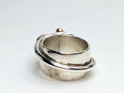 Lilly Barrack Sterling & 14K Turquoise organic Aquamarine Ring JR1325