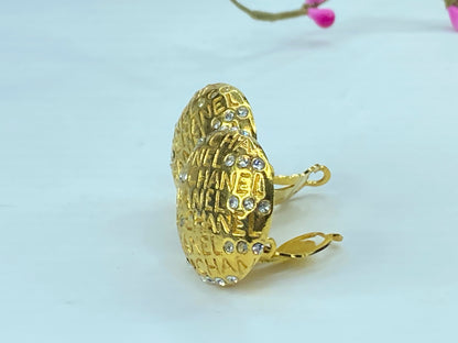 1970's Chanel Rhinestone Logo Earrings GS381