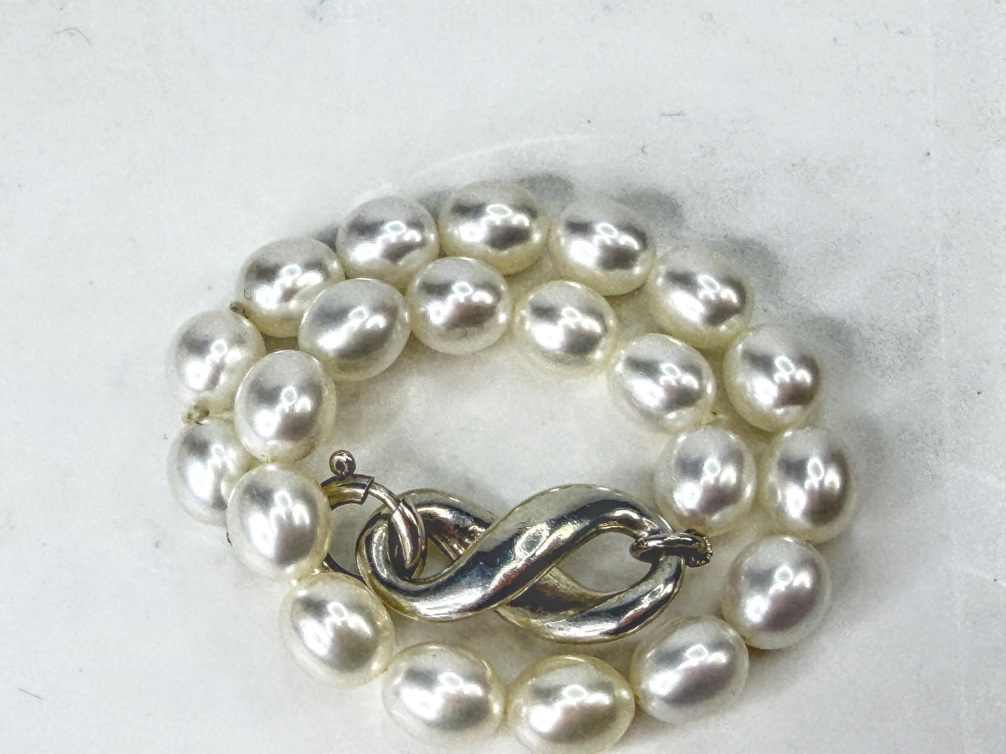 Vintage Tiffany & Co. Sterling Silver Cultured Pearl Infinity Bracelet JR2053