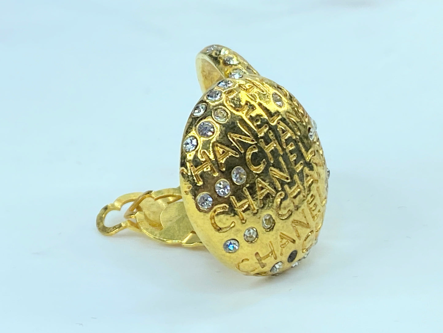 1970's Chanel Rhinestone Logo Earrings GS381