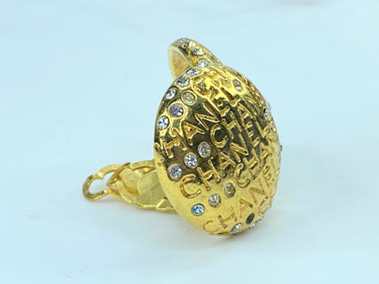 1970's Chanel Rhinestone Logo Earrings GS381