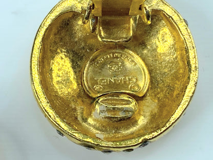 1970's Chanel Rhinestone Logo Earrings GS381