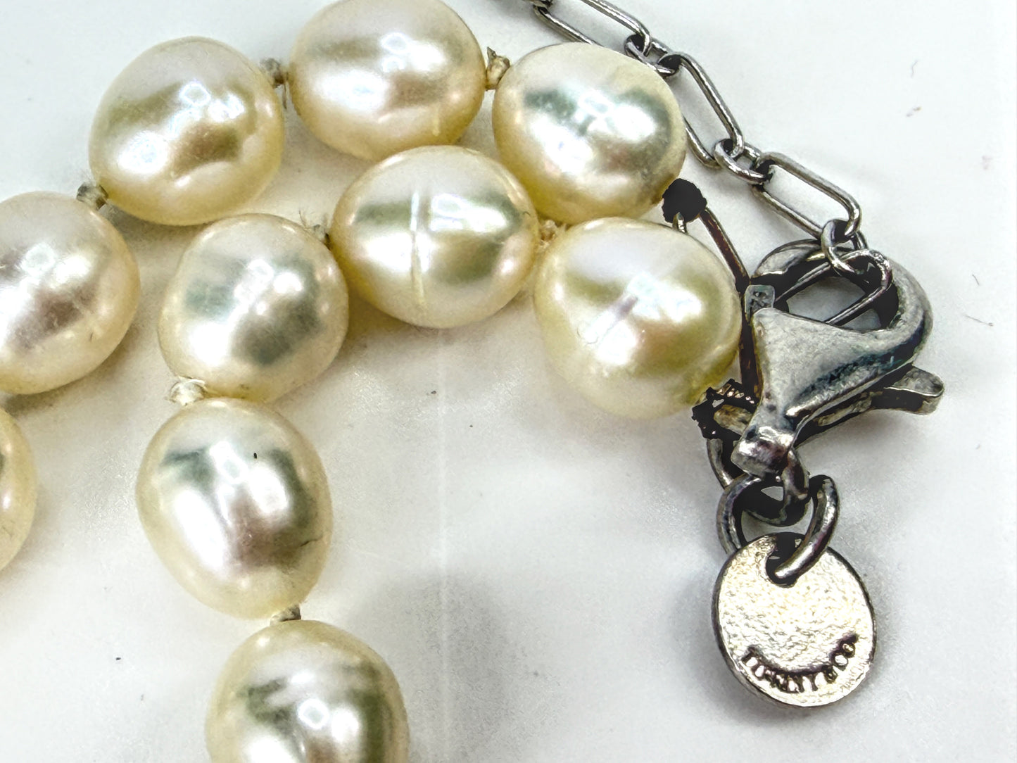 Vintage Tiffany & Co Sterling Silver Baroque Pearl Necklace  29.1gJ R2054
