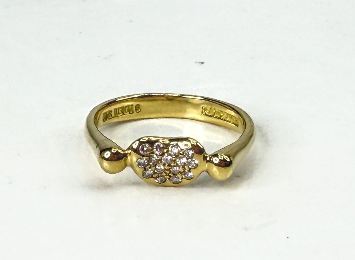 Vintage Tiffany & Co. Elsa Peretti 18K Yellow Gold Pave Diamond Bean Ring JR2056