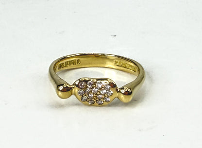 Vintage Tiffany & Co. Elsa Peretti 18K Yellow Gold Pave Diamond Bean Ring JR2056