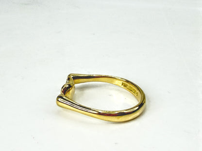 Vintage Tiffany & Co. Elsa Peretti 18K Yellow Gold Pave Diamond Bean Ring JR2056