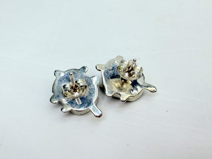 Vintage Zuni Handmade Sterling 925 Sarah Bowanine Zuni Opal Post Earrings JR1827