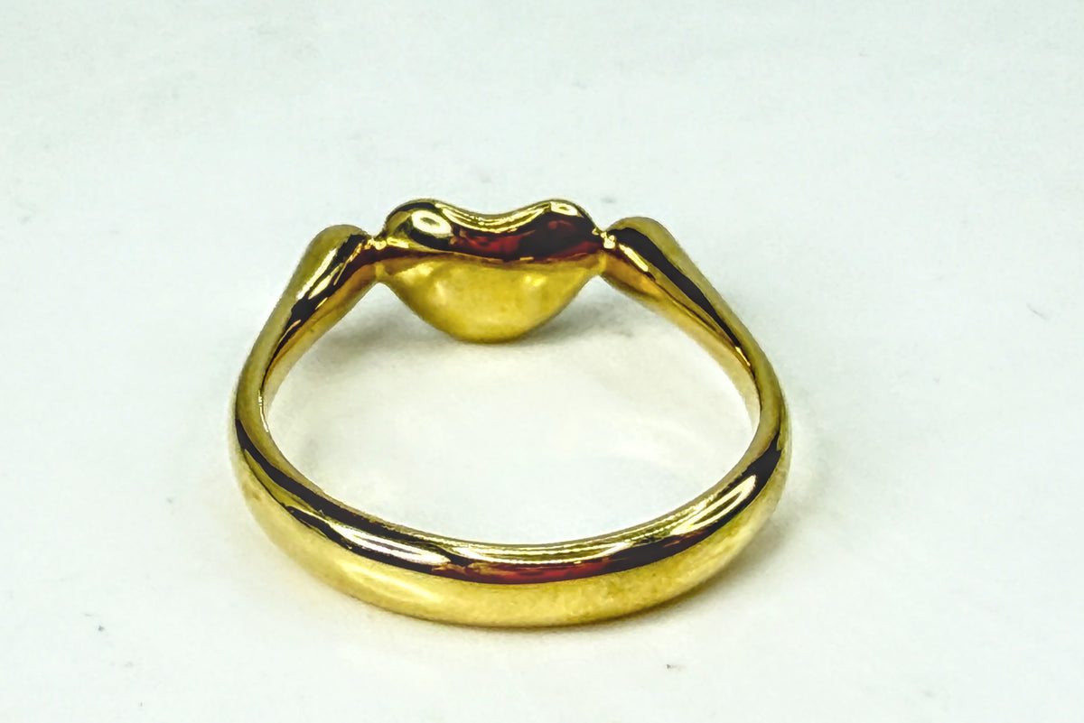 Vintage Tiffany & Co. Elsa Peretti 18K Yellow Gold Pave Diamond Bean Ring JR2056