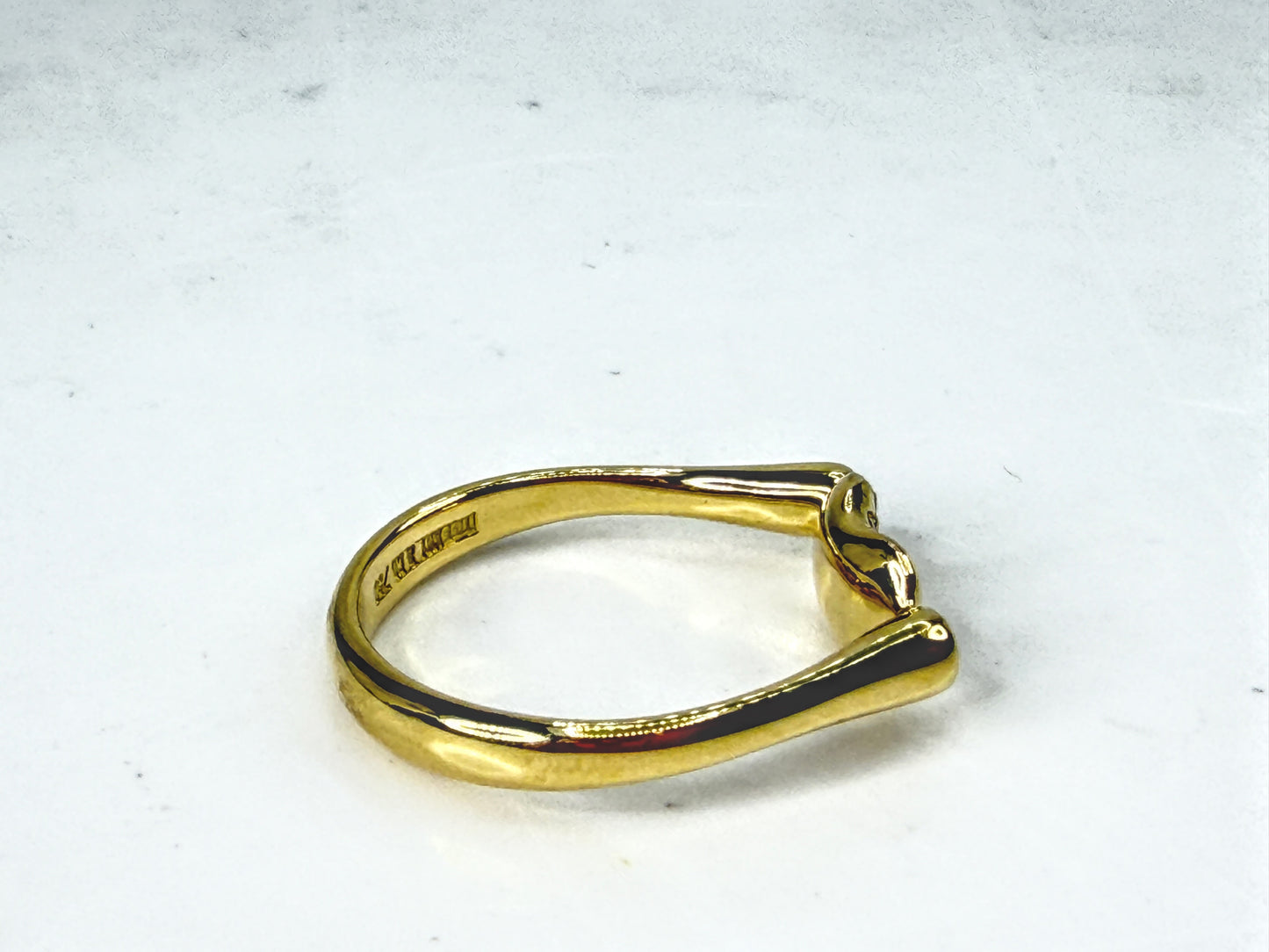 Vintage Tiffany & Co. Elsa Peretti 18K Yellow Gold Pave Diamond Bean Ring JR2056