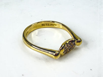 Vintage Tiffany & Co. Elsa Peretti 18K Yellow Gold Pave Diamond Bean Ring JR2056