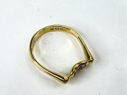 Vintage Tiffany & Co. Elsa Peretti 18K Yellow Gold Pave Diamond Bean Ring JR2056