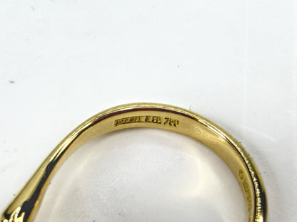 Vintage Tiffany & Co. Elsa Peretti 18K Yellow Gold Pave Diamond Bean Ring JR2056