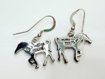 Southwestern Style Sterling Silver Enamel Horse Dangle Earrings 1 1/4″ JR1328