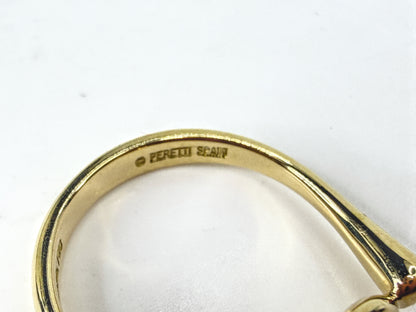 Vintage Tiffany & Co. Elsa Peretti 18K Yellow Gold Pave Diamond Bean Ring JR2056