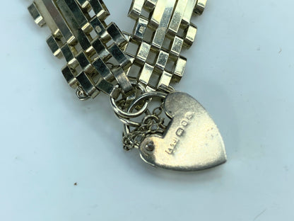 London 1979 Decorative Unique Stackable 4 Bar Panel Sterling Gate Bracelet JR841