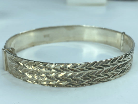 Sturdy Sterling silver 10mm Braided Design hindged Bangle Bracelet 7" 21g JR838