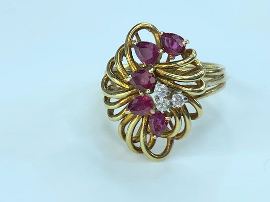 Natural Pearl Ruby Diamond 14K ring JR8987