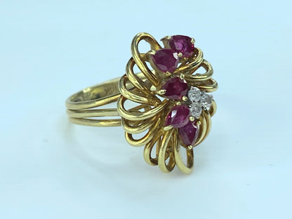 Natural Pearl Ruby Diamond 14K ring JR8987