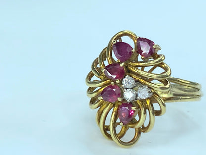 Natural Pearl Ruby Diamond 14K ring JR8987