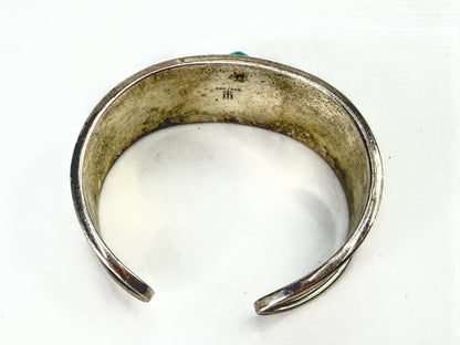 Retired James Avery Green Onyx 14K Sterling Cuff Bracelet 61.7g 6.5"x 7/8 JR2058
