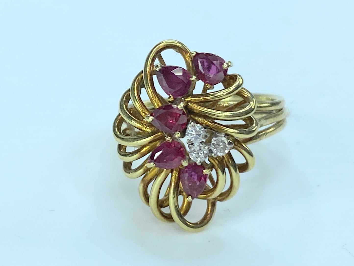 Natural Pearl Ruby Diamond 14K ring JR8987