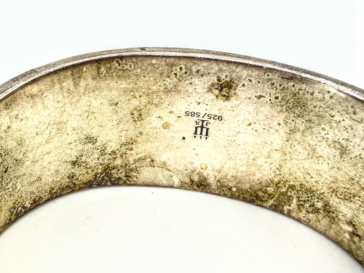 Retired James Avery Green Onyx 14K Sterling Cuff Bracelet 61.7g 6.5"x 7/8 JR2058