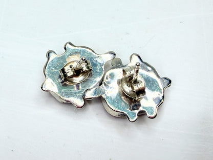 Zuni Sarah Bowannie Sterling Opal inlaid stone new old stock earrings JR1333