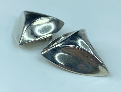 Sterling Silver 925 Lipponia style clip on earrings 1 1/4" x 1" 17.3g JR839