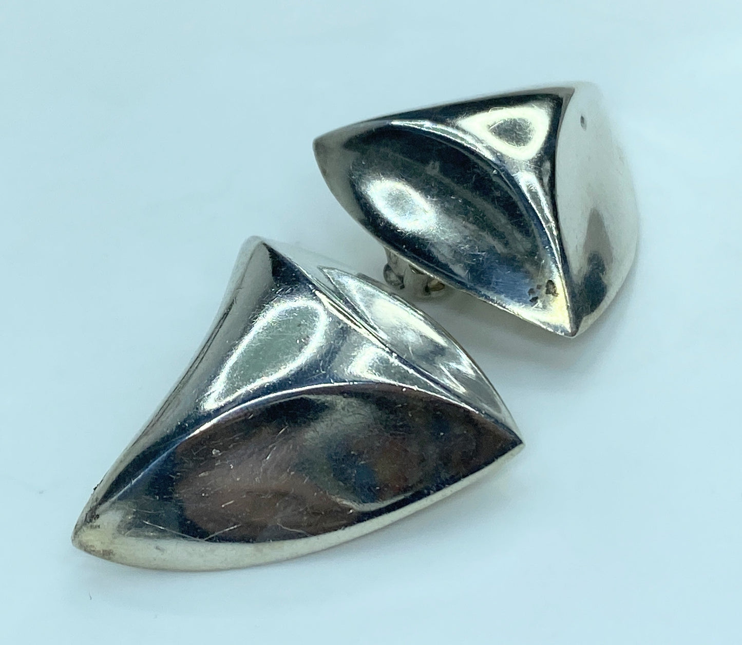 Sterling Silver 925 Lipponia style clip on earrings 1 1/4" x 1" 17.3g JR839