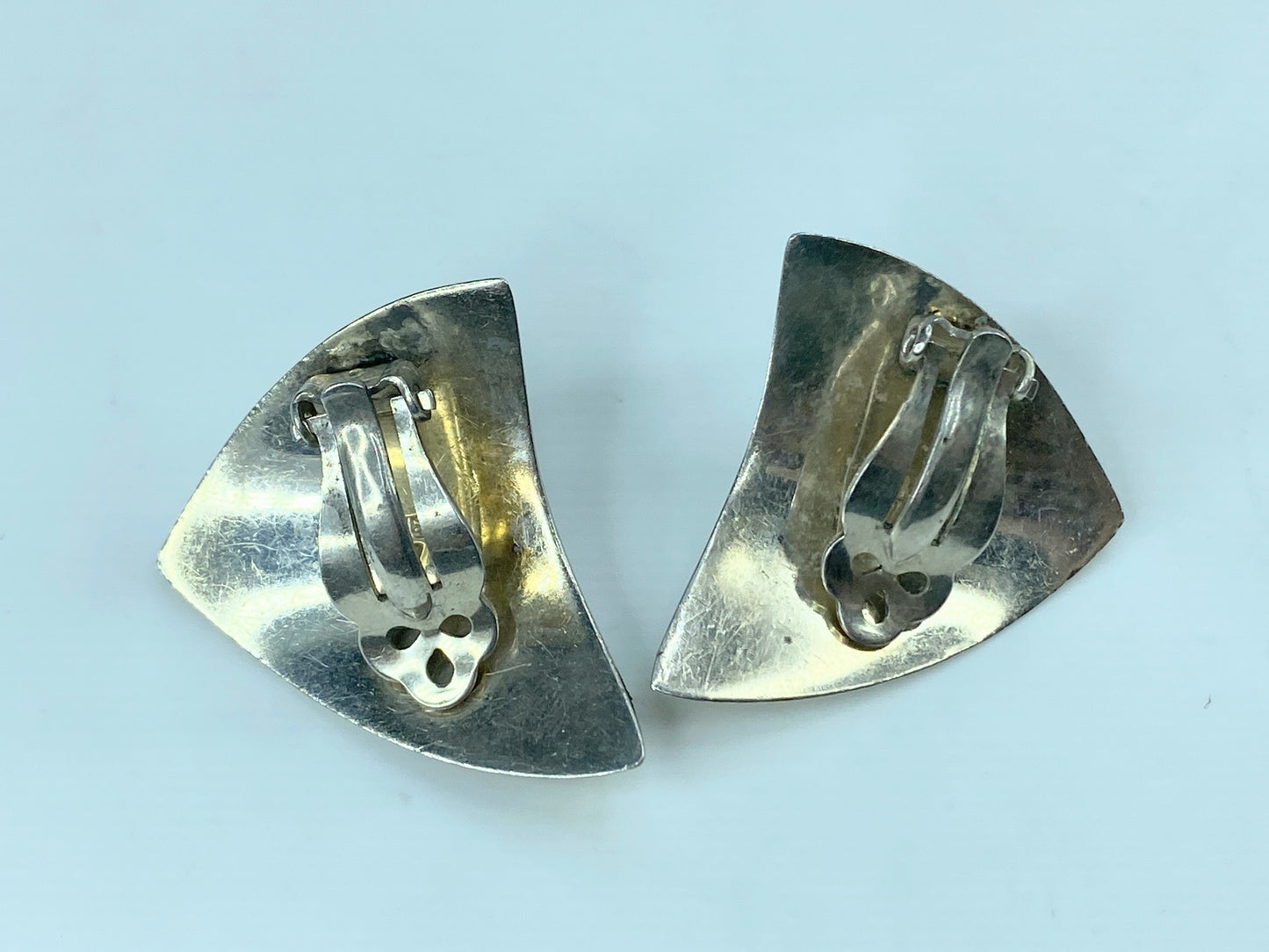 Sterling Silver 925 Lipponia style clip on earrings 1 1/4" x 1" 17.3g JR839