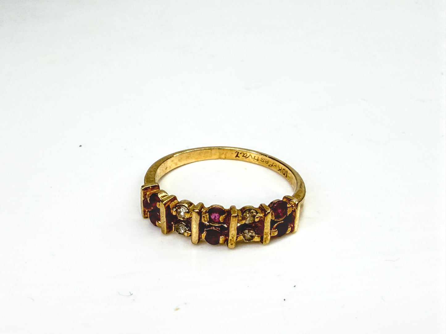 Antique Early 20th Century 14k gold Ruby Diamond Band Ring 1.8f s6.5 JR2063