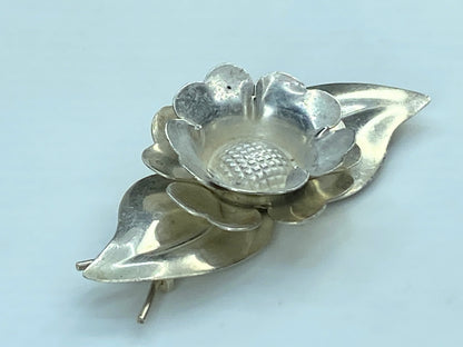 1940s Truart Sterling silver floral barrette 2.25" FLOWERS hair clips 9.2g SS52