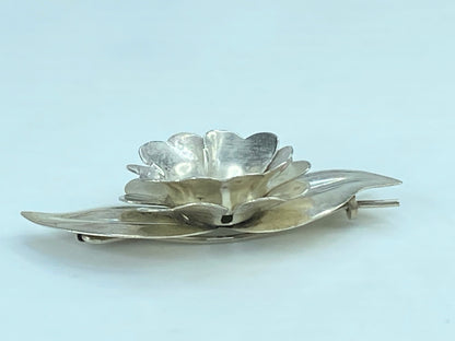 1940s Truart Sterling silver floral barrette 2.25" FLOWERS hair clips 9.2g SS52