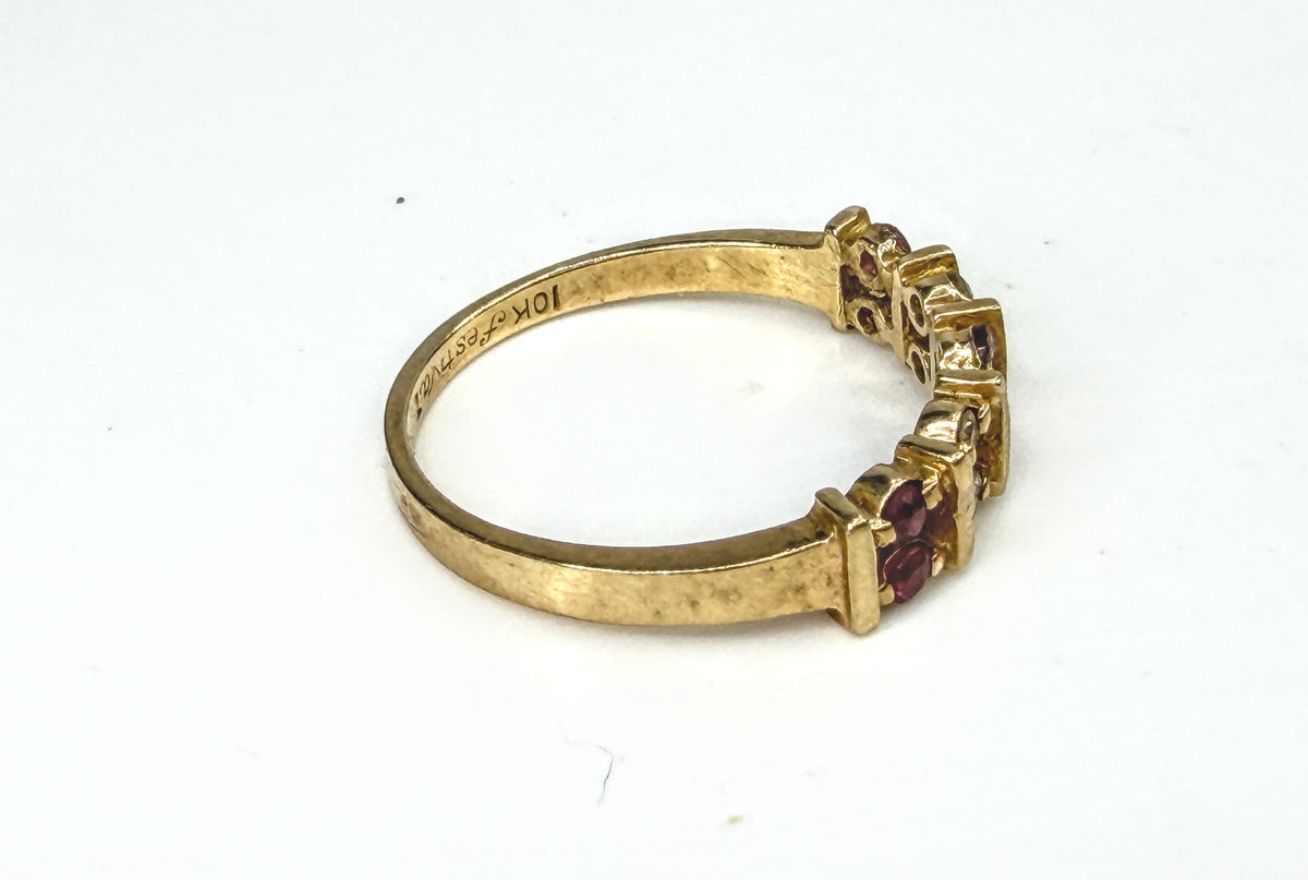 Antique Early 20th Century 14k gold Ruby Diamond Band Ring 1.8f s6.5 JR2063