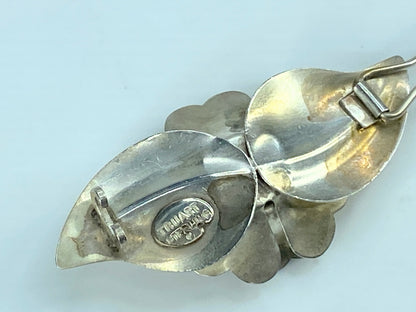 1940s Truart Sterling silver floral barrette 2.25" FLOWERS hair clips 9.2g SS52