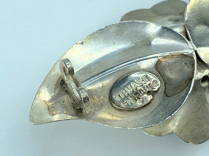1940s Truart Sterling silver floral barrette 2.25" FLOWERS hair clips 9.2g SS52