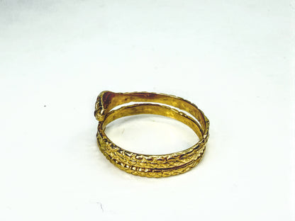 Antique 10K Gold Double Coil Snake Ring Ruby Eyes Size 7 2.5g JR2064