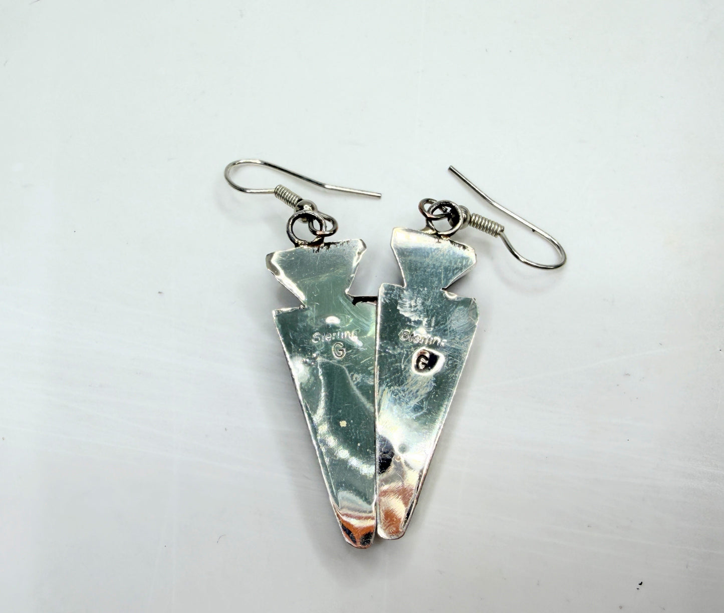 Vintage Navajo Gilbert Smith Kingman Turquoise Inlay Earrings JR1336