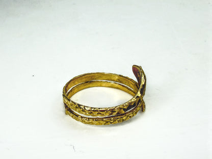 Antique 10K Gold Double Coil Snake Ring Ruby Eyes Size 7 2.5g JR2064