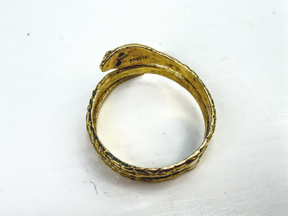 Antique 10K Gold Double Coil Snake Ring Ruby Eyes Size 7 2.5g JR2064