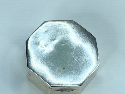 Plain Hexagonal Pill Box 925 Sterling Silver English Hallmarks 13/8" 14g SS89