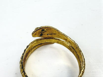 Antique 10K Gold Double Coil Snake Ring Ruby Eyes Size 7 2.5g JR2064