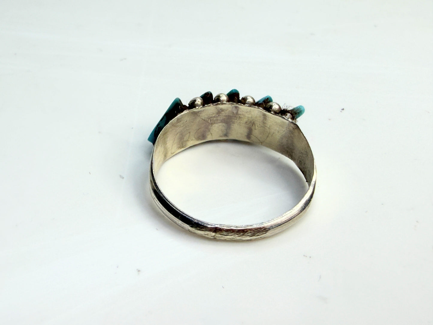 Zuni Cleuts Lamy Kingman Turquoise Needle handmade sterling Ring JR1337