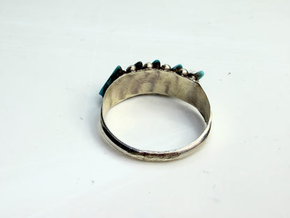 Zuni Cleuts Lamy Kingman Turquoise Needle handmade sterling Ring JR1337