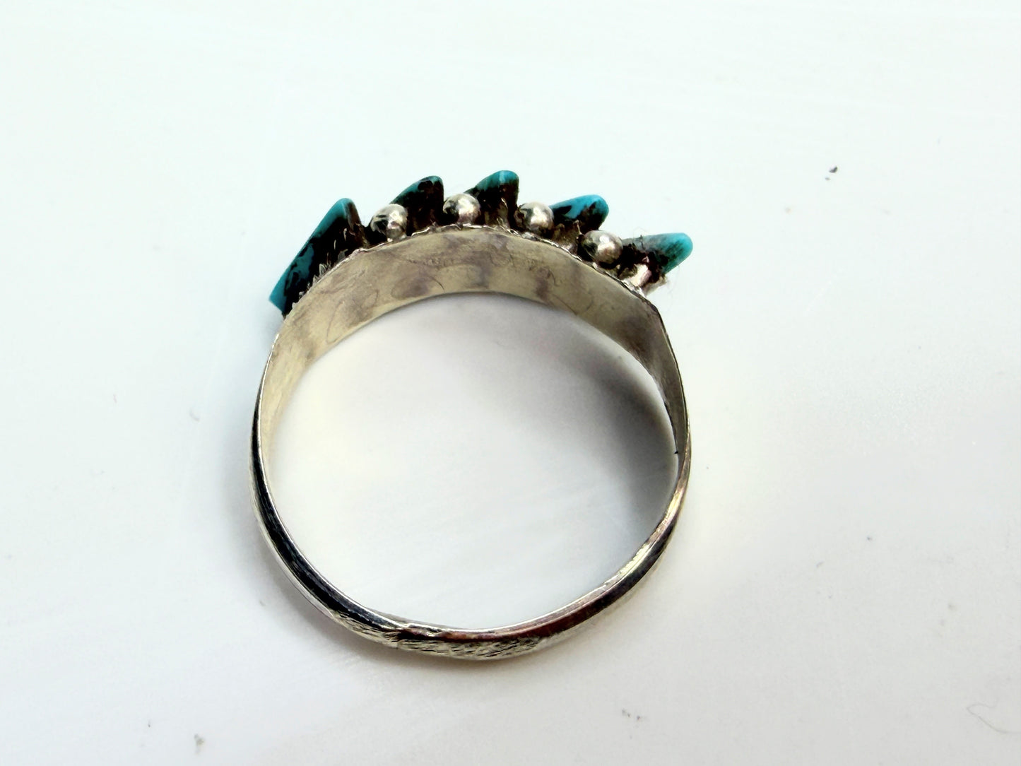 Zuni Cleuts Lamy Kingman Turquoise Needle handmade sterling Ring JR1337