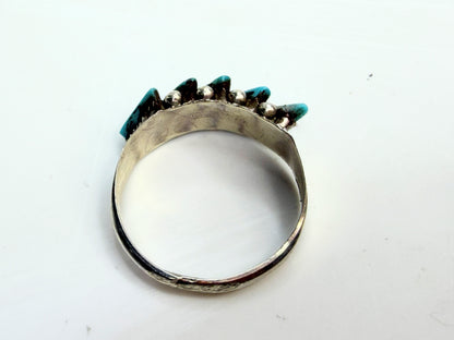 Zuni Cleuts Lamy Kingman Turquoise Needle handmade sterling Ring JR1337