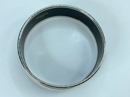 Hermes Enamel Bangle Bracelet Wide 65 GM Horse Carriage Black/white 2007 GS562