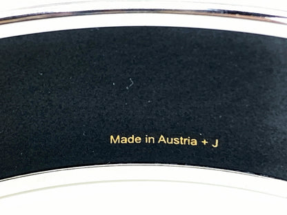 Hermes Enamel Bangle Bracelet Wide 65 GM Horse Carriage Black/white 2007 GS562