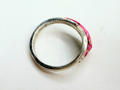 Vintage Phyllis Beyuka Zuni Pink Opal Inlay handmade Sterling Ring JR1339