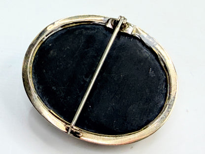 Antique 19th Century Lava Cameo Brooch 10K Gold Frame JR1340